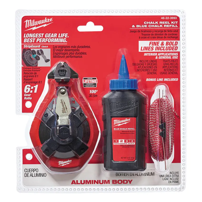 Tizador De Aluminio Milwaukee 30 mts + Tiza Azul 48-22-3993 2