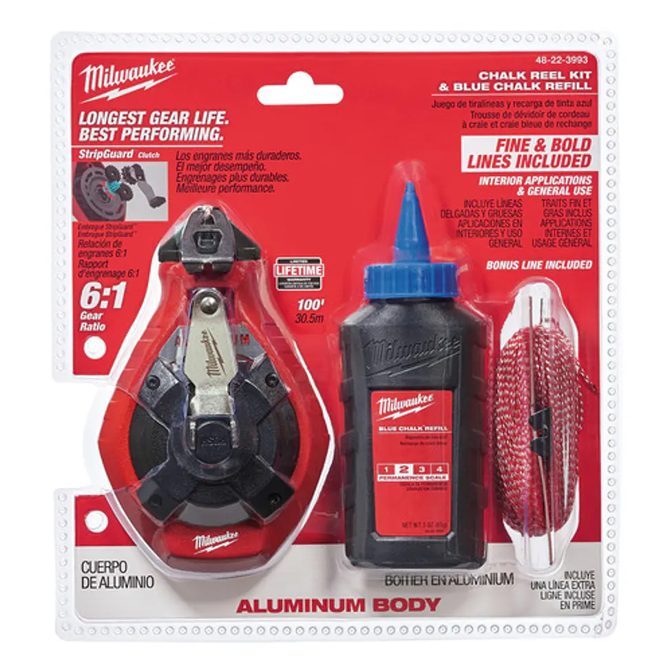 Tizador De Aluminio Milwaukee 30 mts + Tiza Azul 48-22-3993 2