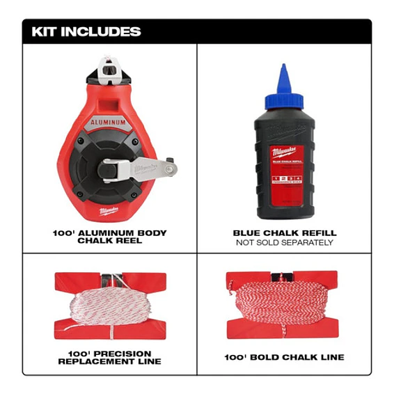Tizador De Aluminio Milwaukee 30 mts + Tiza Azul 48-22-3993 3