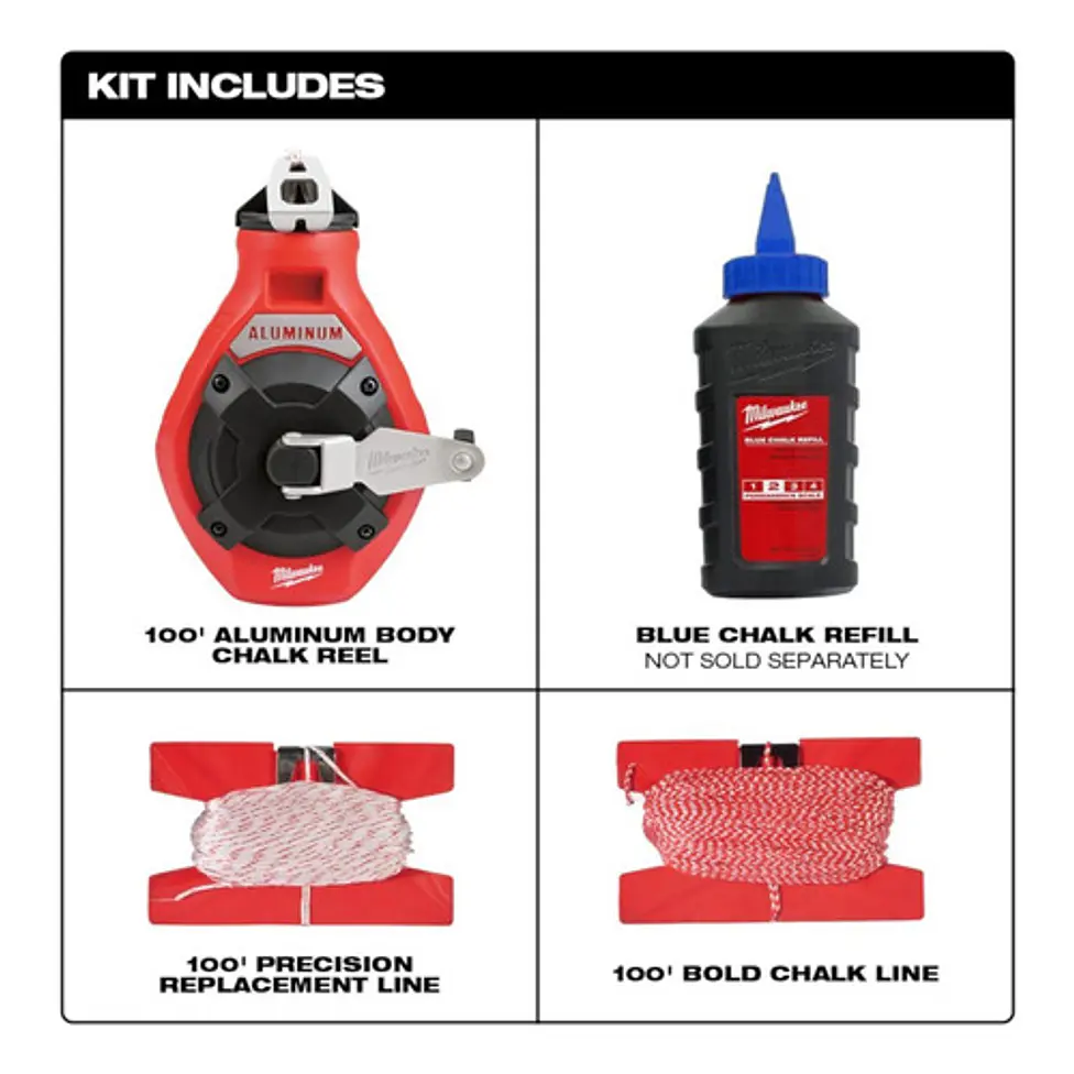 Tizador De Aluminio Milwaukee 30 mts + Tiza Azul 48-22-3993 3