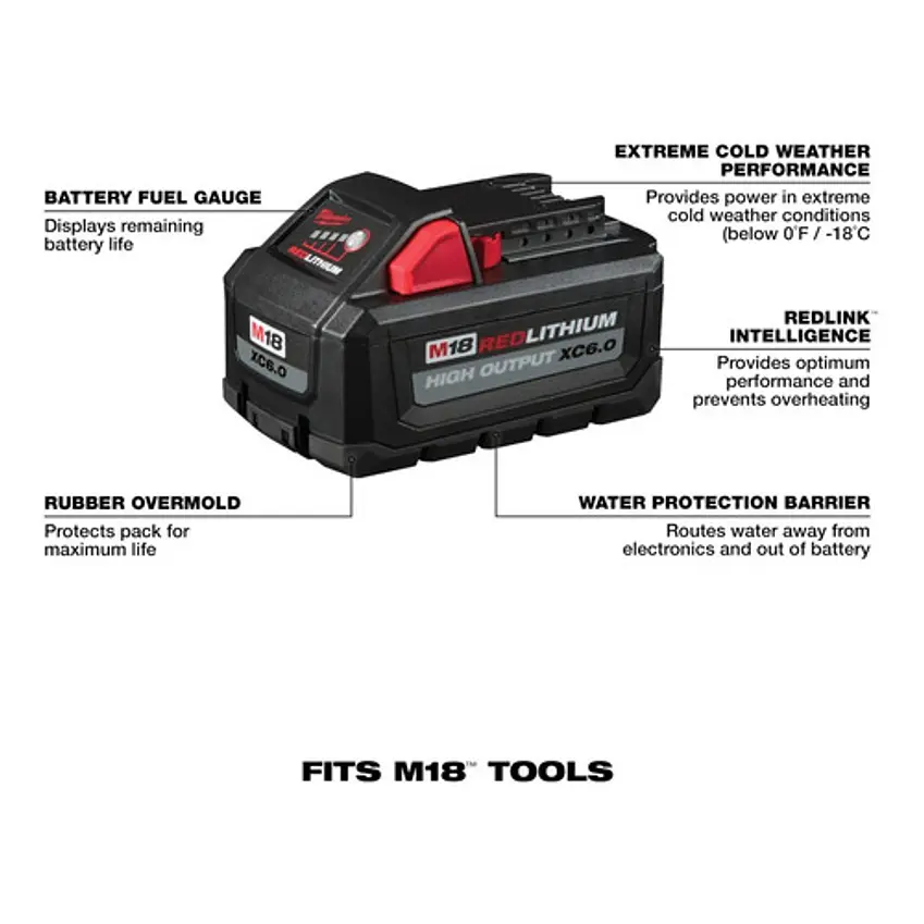 Batería Milwaukee M18 HIGH OUTPUT XC6.0 Ah Sellada 48-11-1865 7