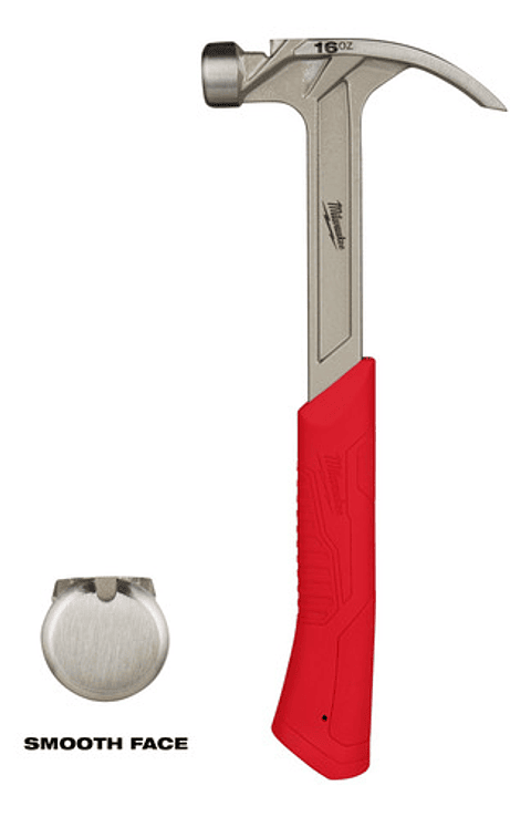 Martillo Carpintero Milwaukee 16 Onzas Cara Lisa Garra Curva 48-22-9018 