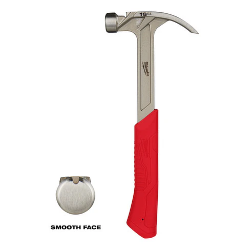 Martillo Carpintero Milwaukee 16 Onzas Cara Lisa Garra Curva 48-22-9018  2