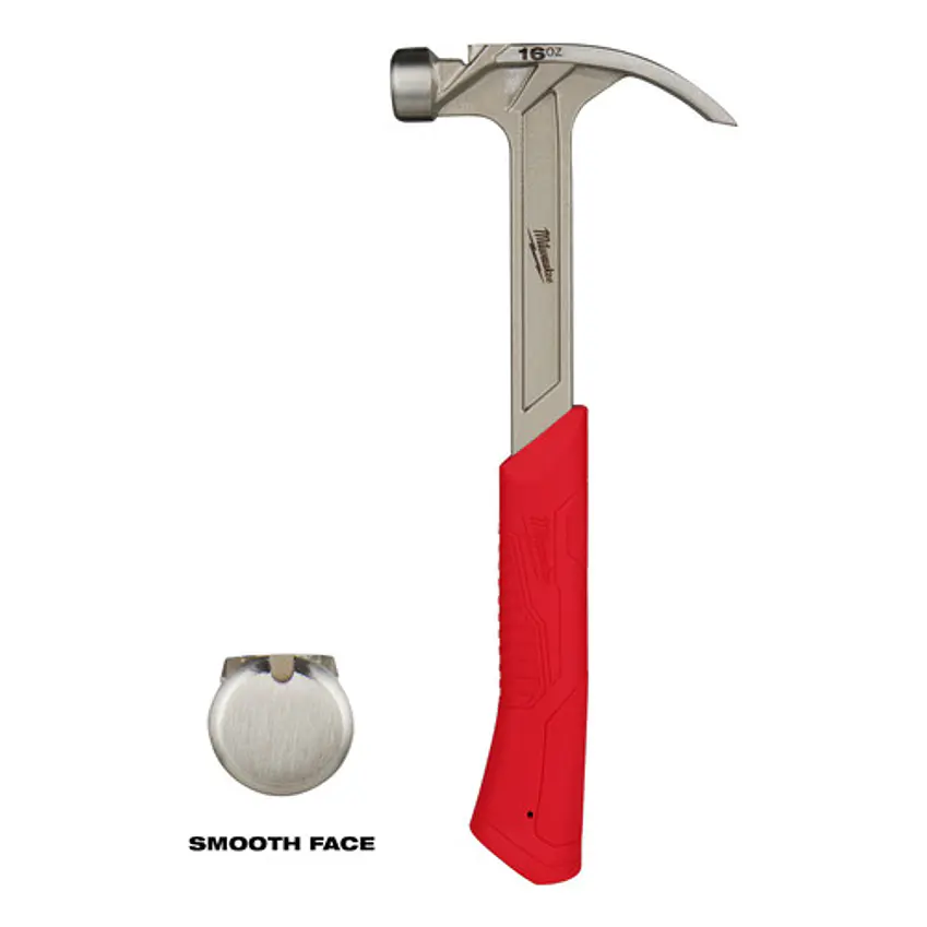 Martillo Carpintero Milwaukee 16 Onzas Cara Lisa Garra Curva 48-22-9018  2