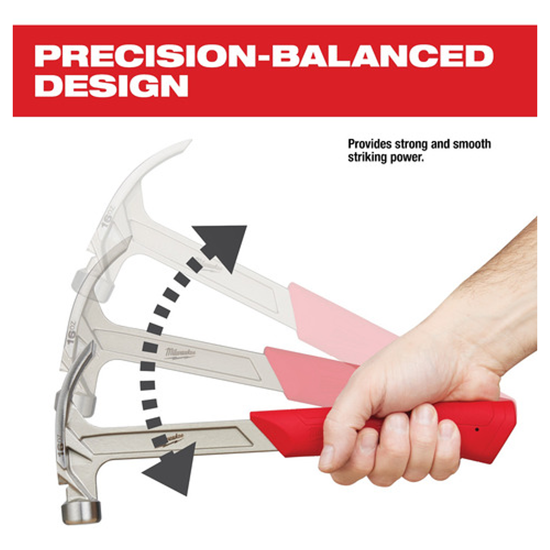 Milwaukee Martillo 16 Oz Cara Lisa Garra Curva 48-22-9018 3