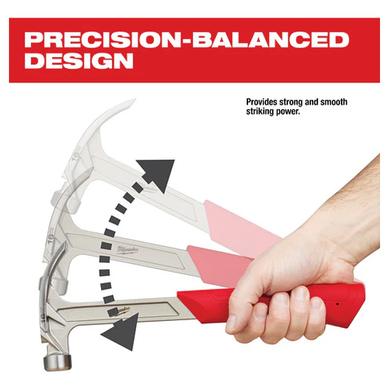 Martillo Carpintero Milwaukee 16 Onzas Cara Lisa Garra Curva 48-22-9018  3