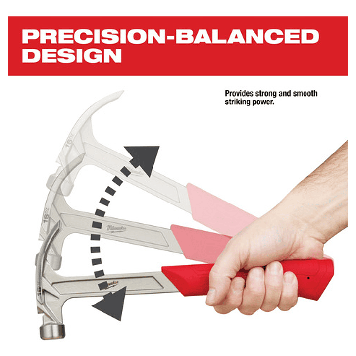 Milwaukee Martillo 16 Oz Cara Lisa Garra Curva 48-22-9018 3