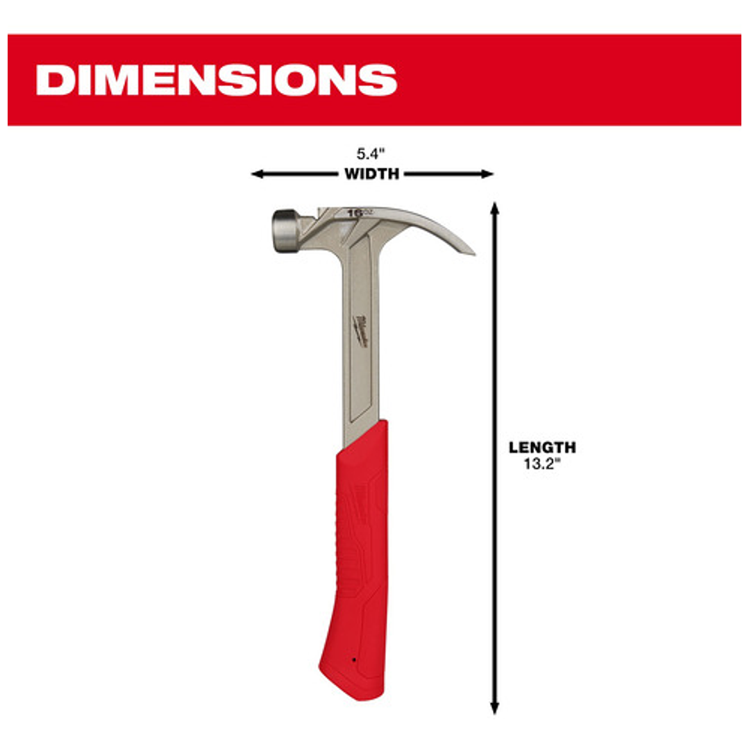 Milwaukee Martillo 16 Oz Cara Lisa Garra Curva 48-22-9018 4