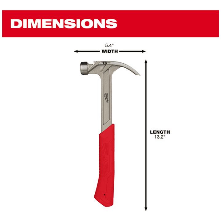 Milwaukee Martillo 16 Oz Cara Lisa Garra Curva 48-22-9018 4