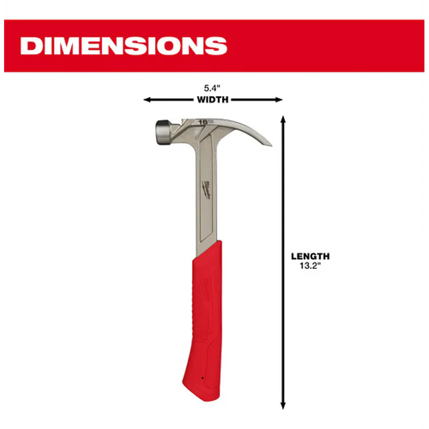 Martillo Carpintero Milwaukee 16 Onzas Cara Lisa Garra Curva 48-22-9018  4