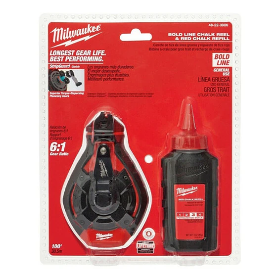 Tizador Milwaukee Linea Gruesa + Tiza Roja Alta Permanencia 48-22-3986 2