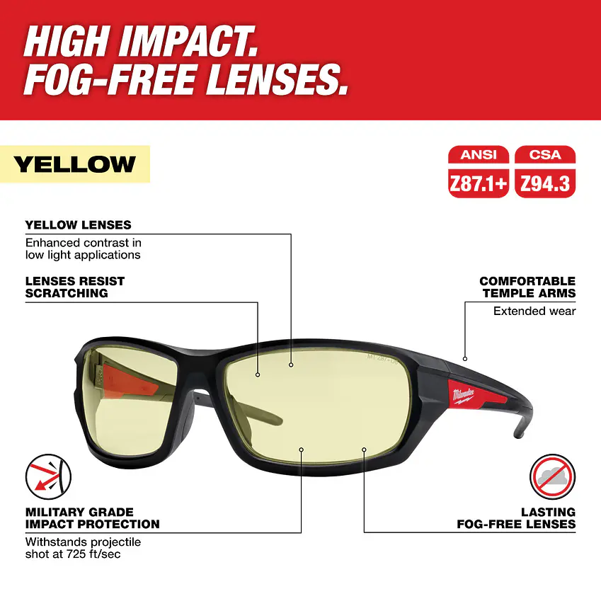 Milwaukee Lentes Seguridad Amarillos Anti Impacto 48-73-2120 7