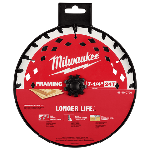 Milwaukee Disco Sierra Circular 7-1/4 de 24 Dientes Madera 48-40-0720