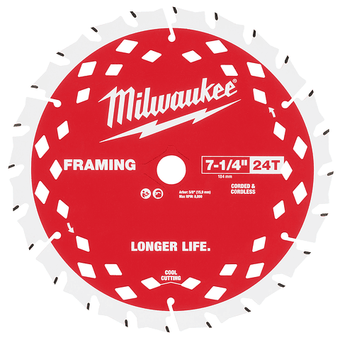 Milwaukee Disco Sierra Circular 7-1/4 de 24 Dientes Madera 48-40-0720