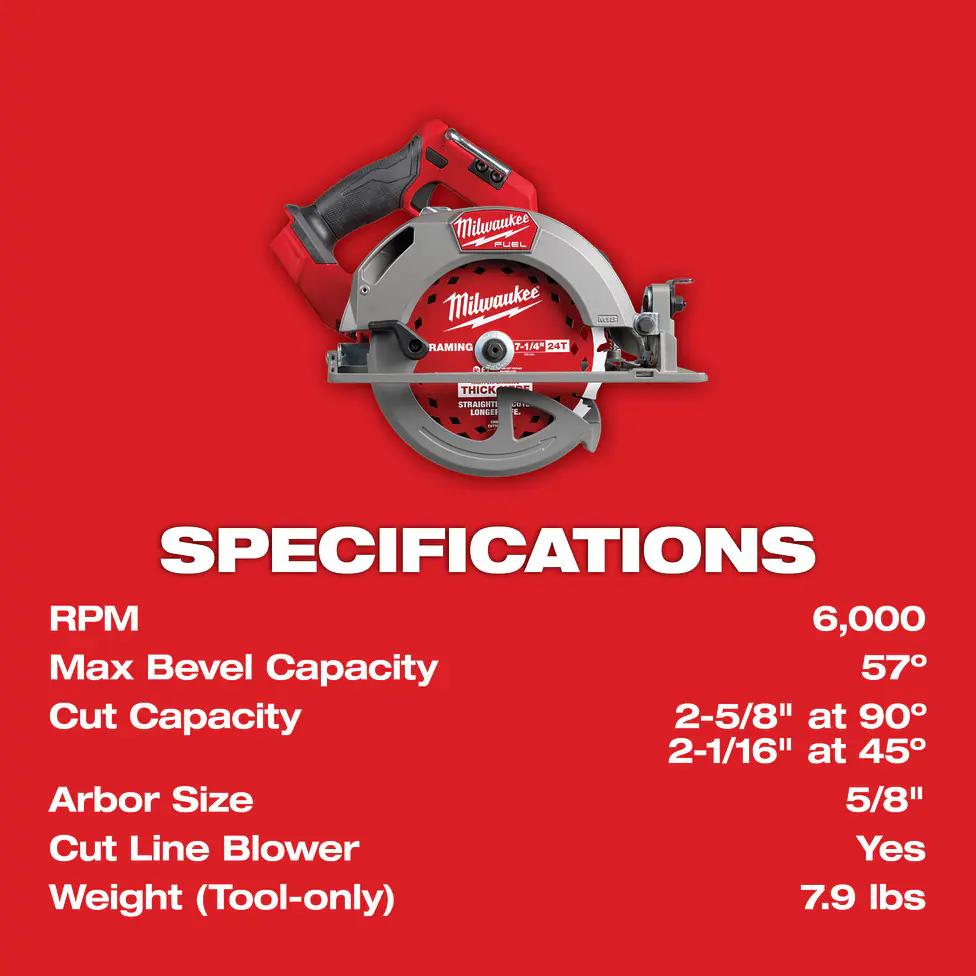 Sierra Circular Milwaukee M18 Fuel 7-1/4