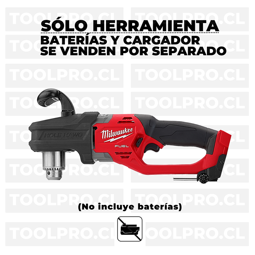 Taladro De Ángulo Recto Milwaukee Hole Hawg M18 Fuel 2807-20 2