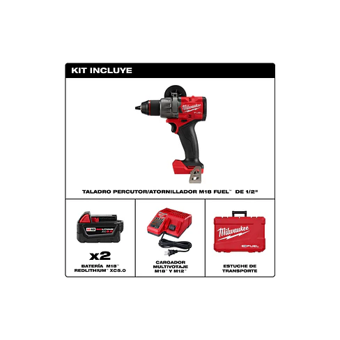 Milwaukee Kit Taladro Percutor M18 Fuel 4ta Generación 2904-22 3