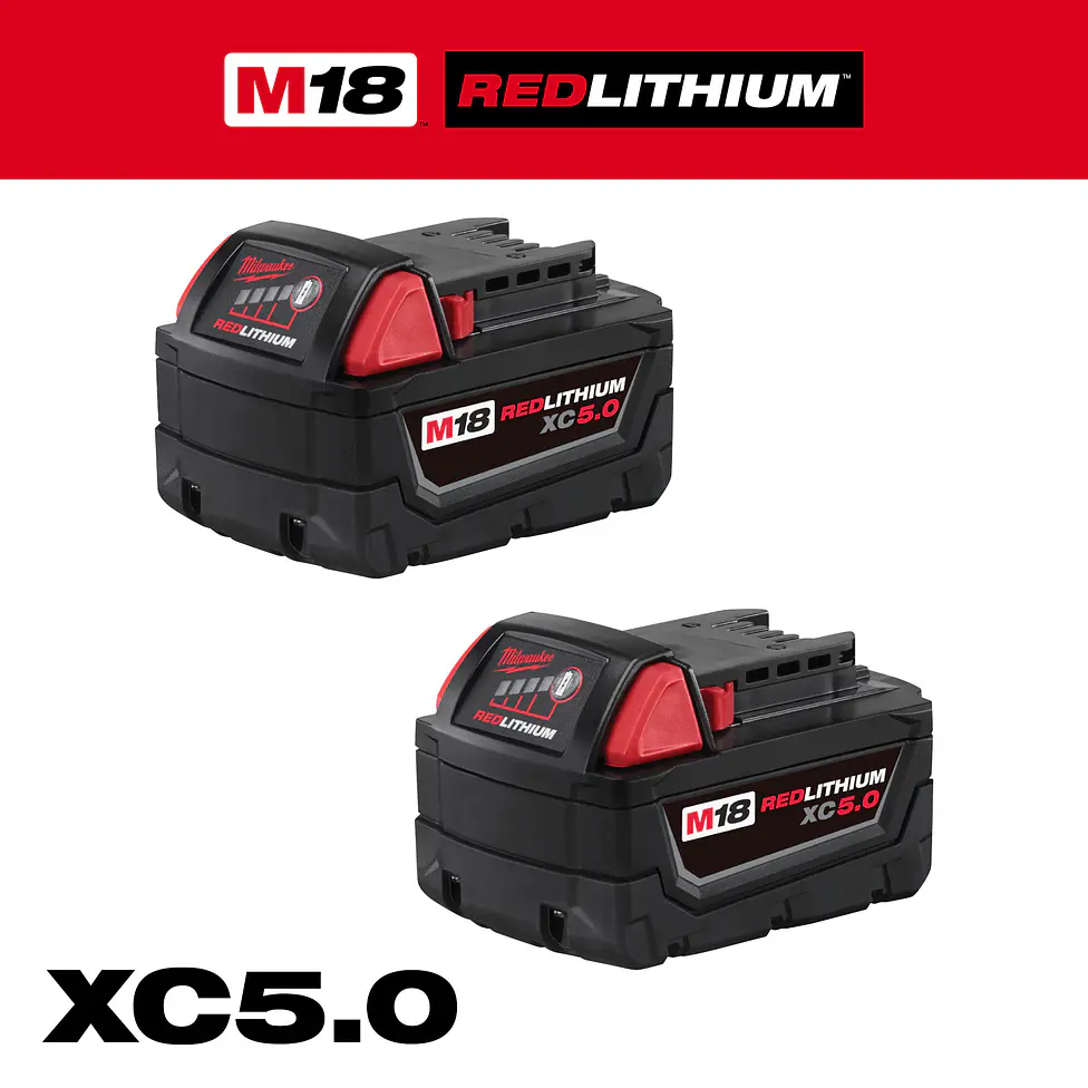 Pack 2 Baterías Milwaukee M18 XC 5.0 Amperios hora 48-11-1852 3