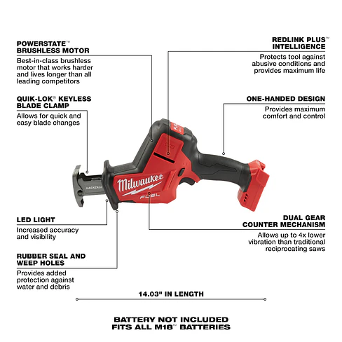Sierra Sable Milwaukee M18 Fuel Hackzall 2719-20 4