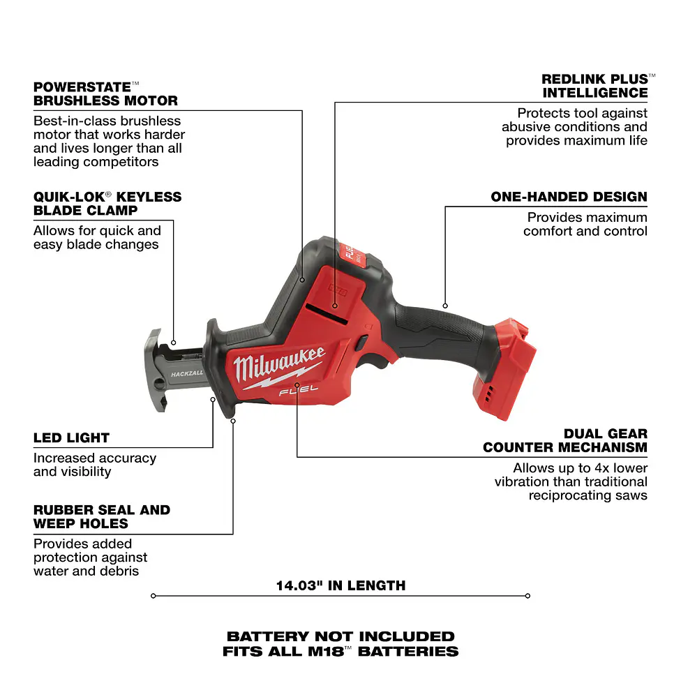 Sierra Sable Milwaukee M18 Fuel Hackzall 2719-20 4