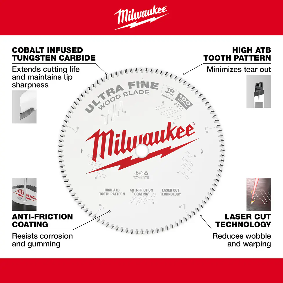 Milwaukee Disco Sierra Ingleteadora 12 Pulgadas Ultra Fino 100 Dientes - Madera 6