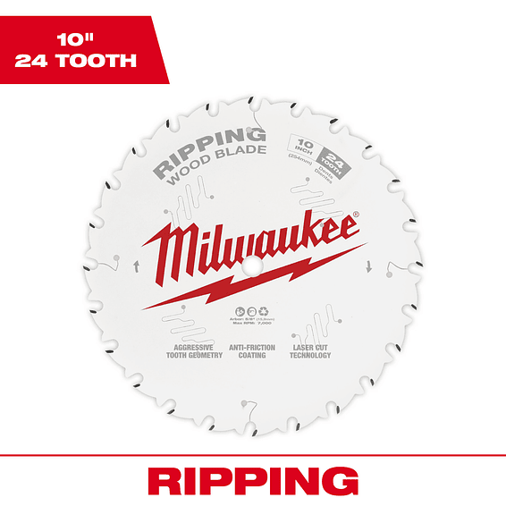 Milwaukee Disco De Corte Para Madera 10 Pulgadas 24 Dientes 48-40-1020  3