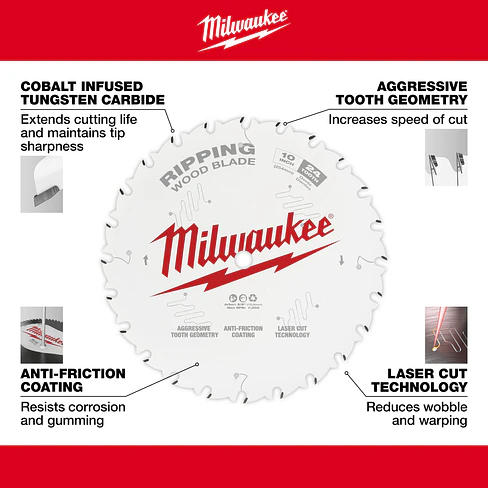 Milwaukee Disco De Corte Para Madera 10 Pulgadas 24 Dientes 48-40-1020  6