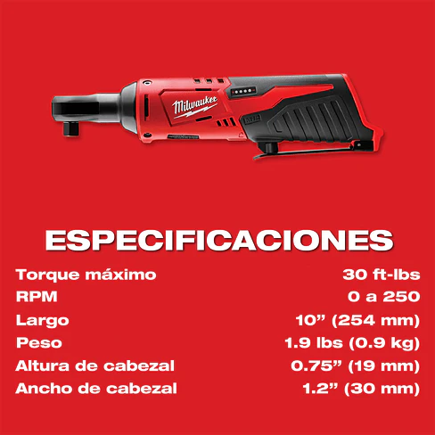 Chicharra Inalámbrica 3/8 Milwaukee M12 2457-20 (Solo herramienta) 3