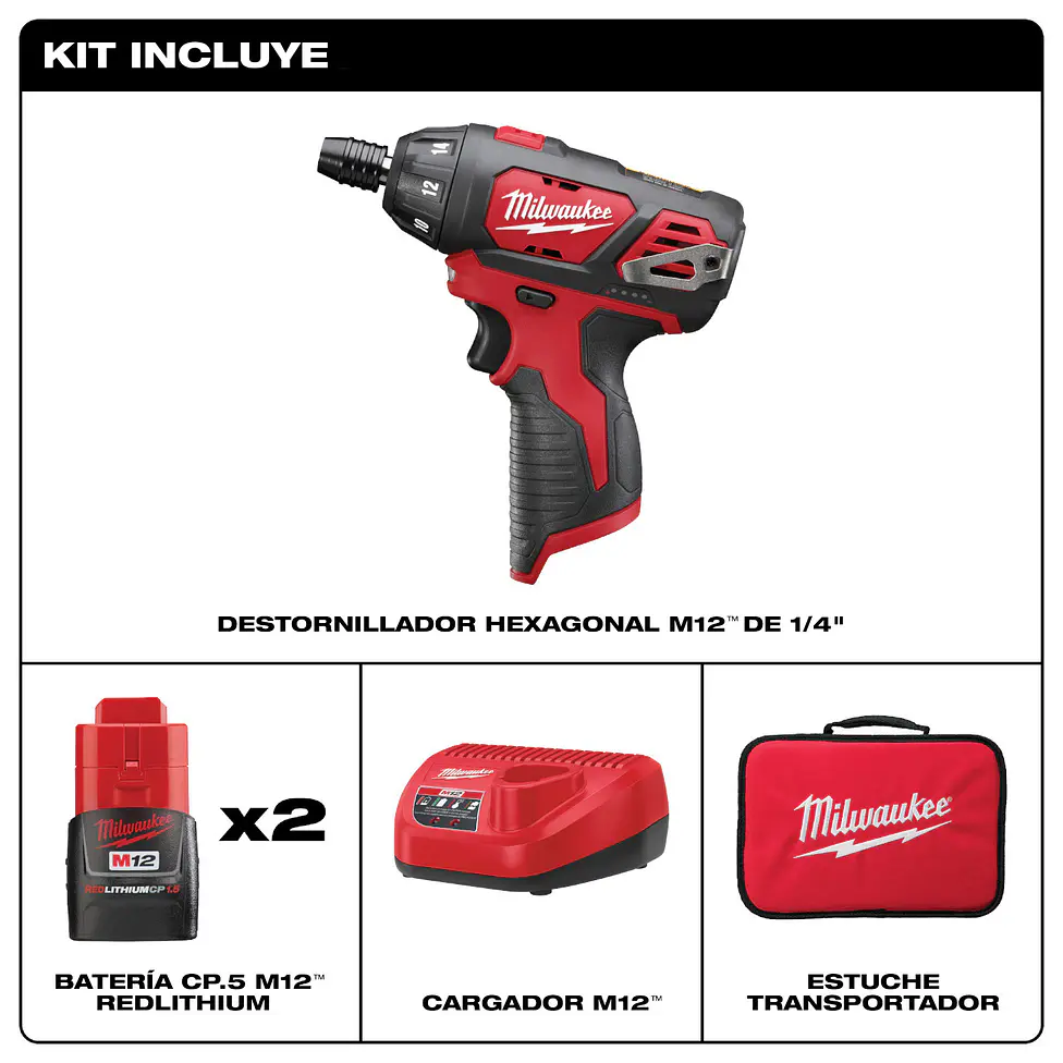 Kit Atornillador Inalámbrico De Fijación Milwaukee M12 2401-22 2