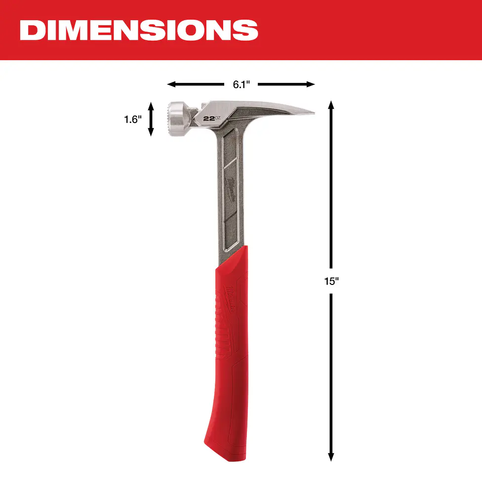Martillo Carpintero 22 Oz Milwaukee Cara Fresada 48-22-9022 7