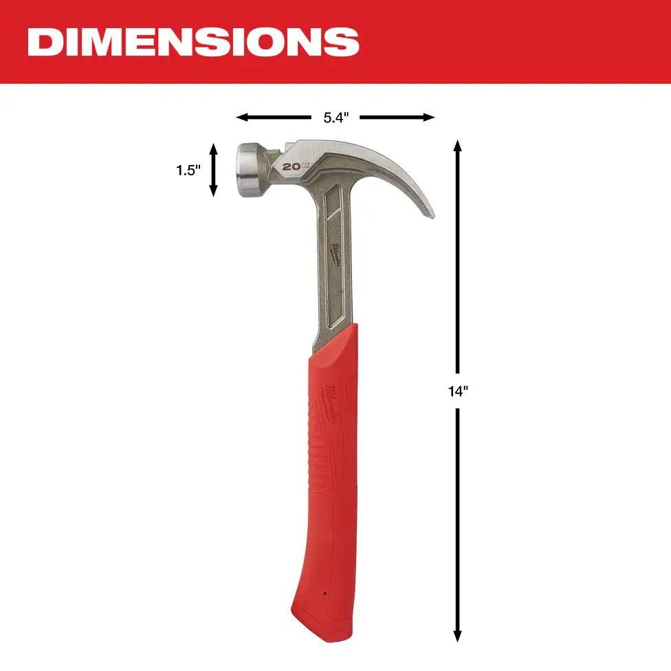Martillo Milwaukee 20 Oz Cara Lisa Garra Curva 48-22-9080 5