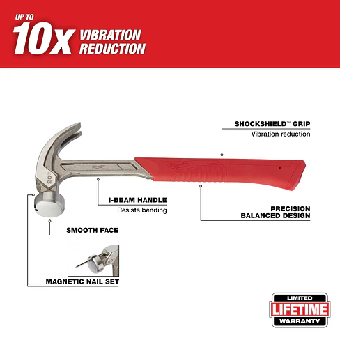 Martillo Milwaukee 20 Oz Cara Lisa Garra Curva 48-22-9080 6