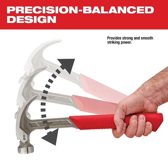 Milwaukee Martillo Cara Lisa 20 Oz. Garra Curva 48-22-9080 7