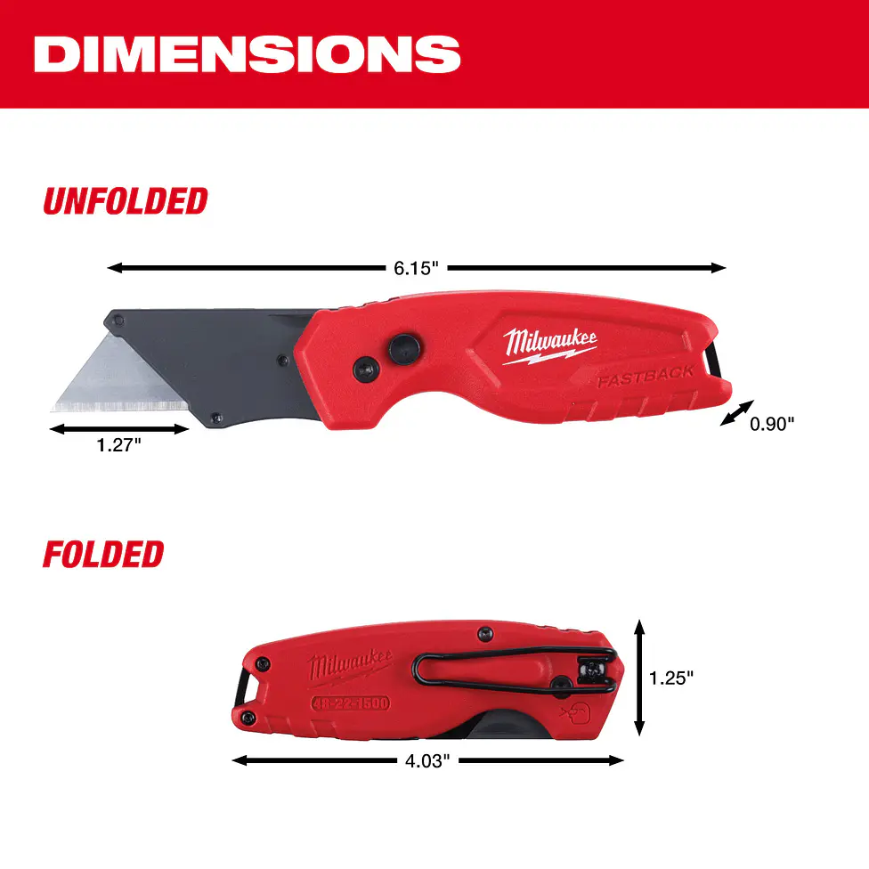 Milwaukee Cuchillo Cartonero Plegable Compacto Fastback 48-22-1500 7