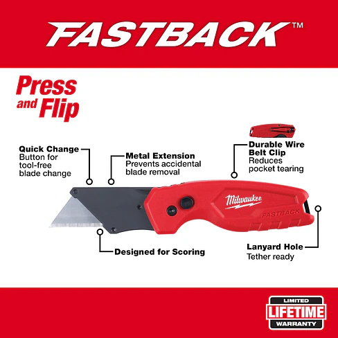 Milwaukee Cuchillo Cartonero Plegable Compacto Fastback 48-22-1500 12