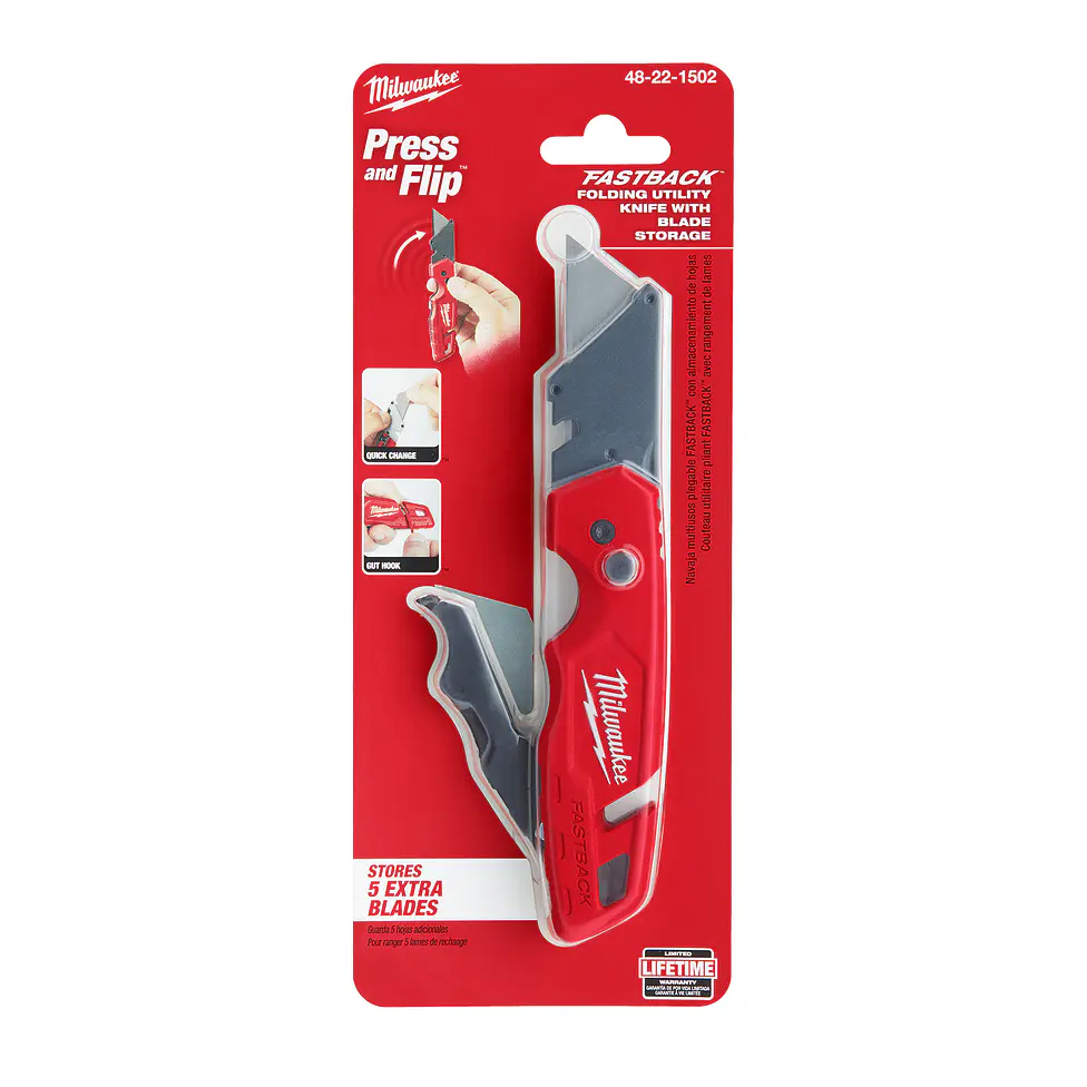 Milwaukee Cuchillo Cartonero Plegable Con Porta Repuestos 48-22-1502 2