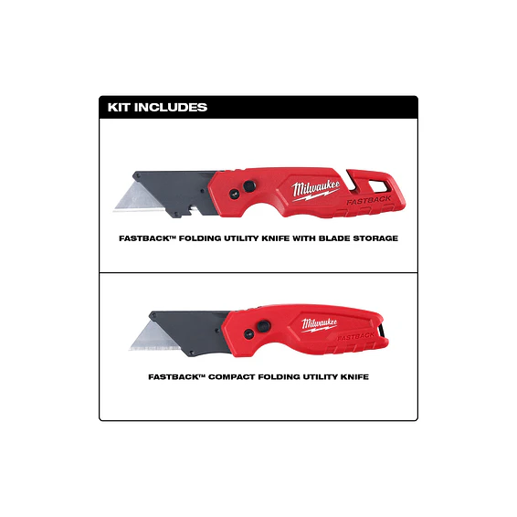 Milwaukee Pack 2 Cuchillos Cartoneros Fastback 48-22-1503 3