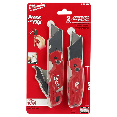 Milwaukee Pack 2 Cuchillos Cartoneros Fastback 48-22-1503 2