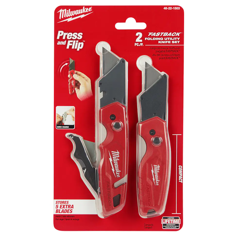 Milwaukee Pack 2 Cuchillos Cartoneros Fastback 48-22-1503 2