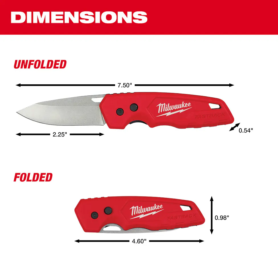 Milwaukee Cuchillo Plegable Fastback Hoja Lisa 48-22-1520 14