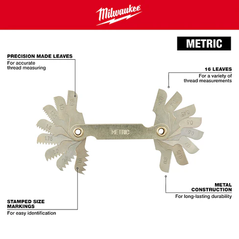 Milwaukee Cuenta Hilos Medidor De Rosca De Paso 0.35 - 3mm 3