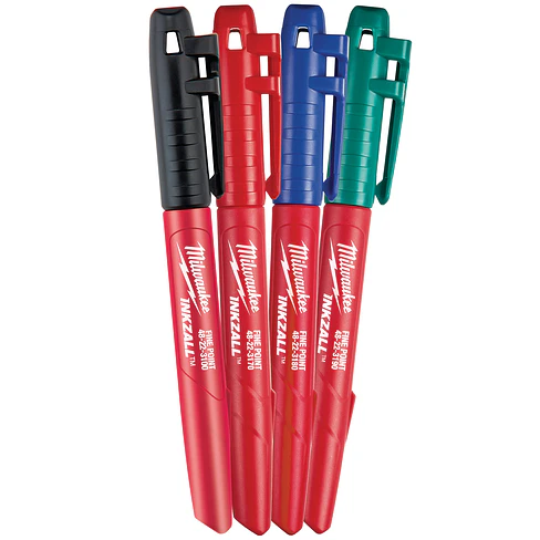 Pack 4 Marcadores Milwaukee Inkzall Punta Fina Colores 48-22-3106 1
