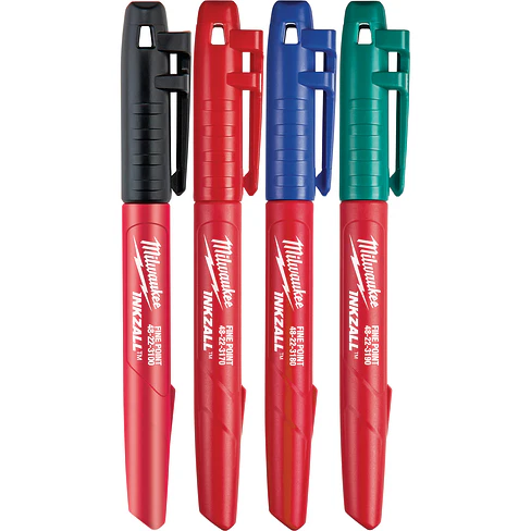 Pack 4 Marcadores Milwaukee Inkzall Punta Fina Colores 48-22-3106 4