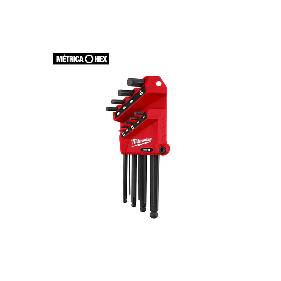 Milwaukee Juego De Llaves Allen Métricas Tipo Bola 9 Piezas 48-22-2186 5