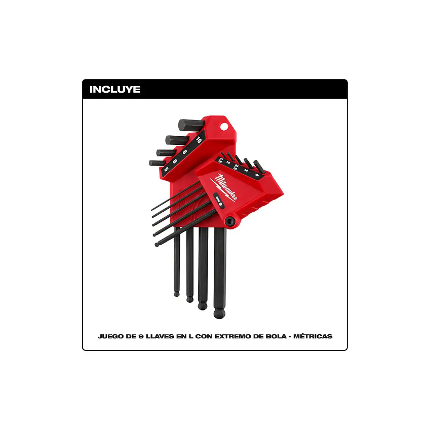 Milwaukee Juego De Llaves Allen Métricas Tipo Bola 9 Piezas 48-22-2186 6