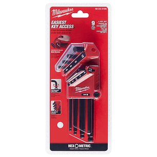 Milwaukee Juego De Llaves Allen Métricas Tipo Bola 9 Piezas 48-22-2186