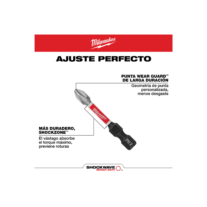 Milwaukee Pack 15 Puntas 2puLG. Ph2 Shockwave Impact Duty  5