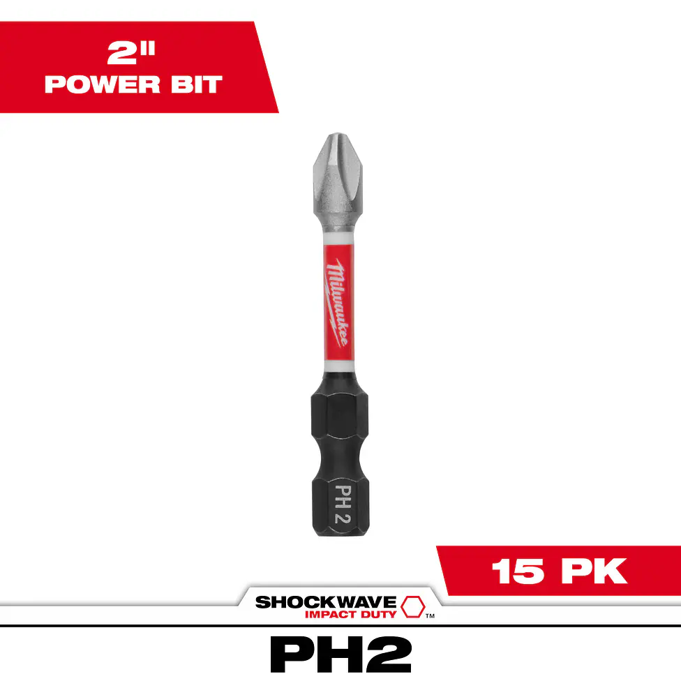 Pack 15 Puntas PH2 x 2 Pulgadas Milwaukee Shockwave Impact Duty  3