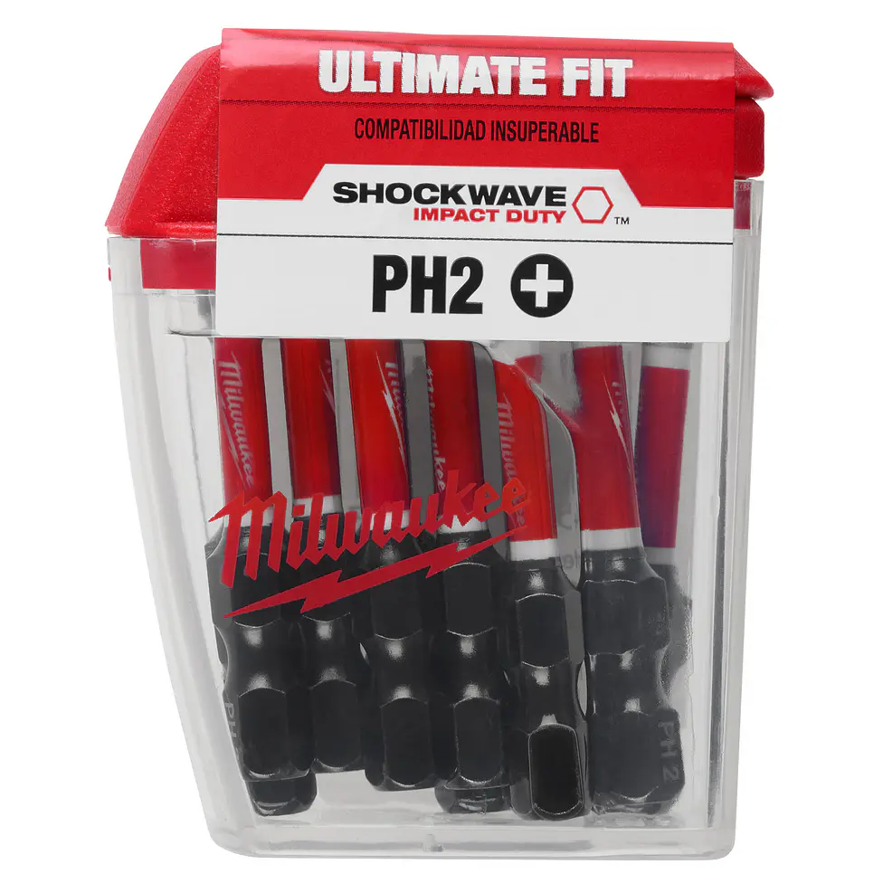 Pack 15 Puntas PH2 x 2 Pulgadas Milwaukee Shockwave Impact Duty  1