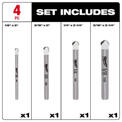 Milwaukee Set De 4 Brocas Para Cerámica Y Piedra 48-20-8998 4